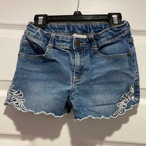 Embroidered denim shorts